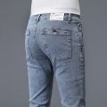 Solid Color Cotton Black Dark Gray Jeans Men's Trousers Classic Slim Stretch Casual Korean Fashion Youth Male Denim Trousers.