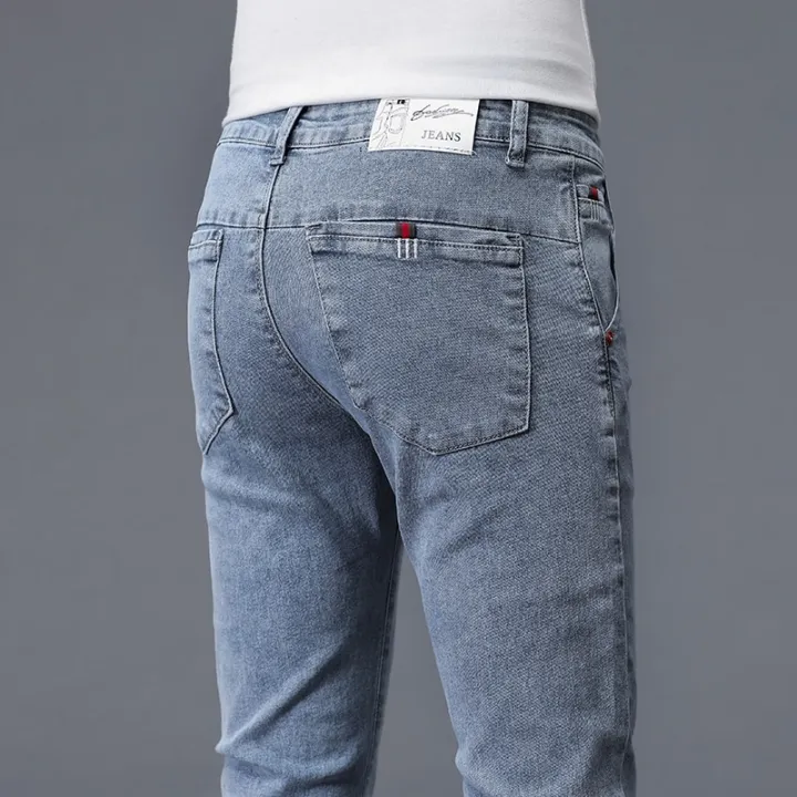 Solid%20Color%20Cotton%20Black%20Dark%20Gray%20Jeans%20Men's%20Trousers%20Classic%20Slim%20Stretch%20Casual%20Korean%20Fashion%20Youth%20Male%20Denim%20Trousers%20-%20Image%204