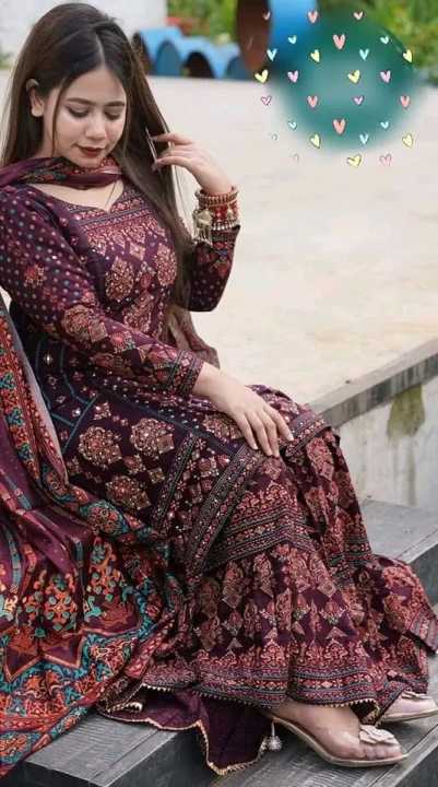 Lavish indulgent - Eid Exclusive Sarara China Linen Gher Glass Work Readymade Three Piece For Girls/Women - Sensible - Must Have