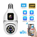 Motion detection Dual Lens and single lense 3 mega pixel V380 PTZ Bulb IP camera night vision home WIFI IP security camera. 