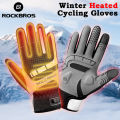 ROCKBROS Warm Bicycle Gloves Anti-static Men's Cycling Gloves Breathable USB Rapid Heating E-bike Motorcycle Gloves Man Women.