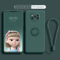 Phone Case For Xiaomi POCO X3 NFC POCO X3 POCO X3 Pro Casing Liquid Silicone Ring Bracket Soft TPU Back Cover With Lanyard. 