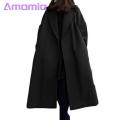 Amamia Women Fall Coat Open Stitch Windproof Women Winter Overcoat.