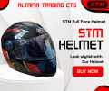 STM Stylish Full Face Motorcycle Helmet with Retro Graphic Design - L Size. 