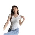 40 Support 94 Cotton Combed Cotton Sweet and Spicy V Collar Slim-Fitting Basic Short Sleeve T T-shirt Women's Summer New Slim Fit Slimming Top. 