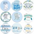 Welcome Baby Boy Stickers Labels Cute Little One Elephant Decor Stickers Welcome New Born Gender Reveal Baby Shower Decor. 
