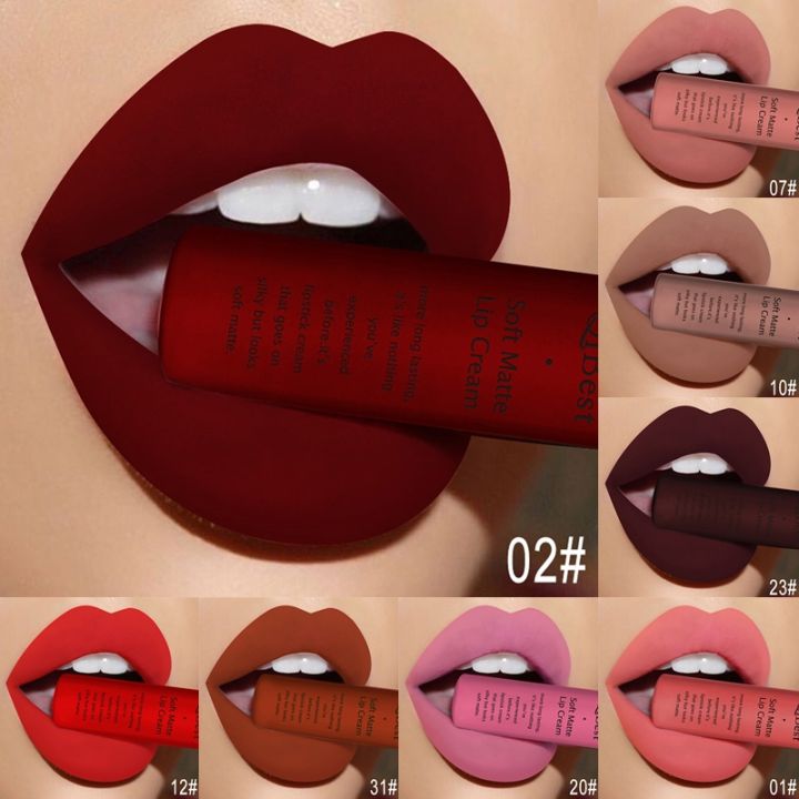 New Velvet Matte Lip Gloss Dark Red Moisturizing Liquid Lipstick Waterproof Long Lasting Non-stick Cup Lips Pigments Makeup