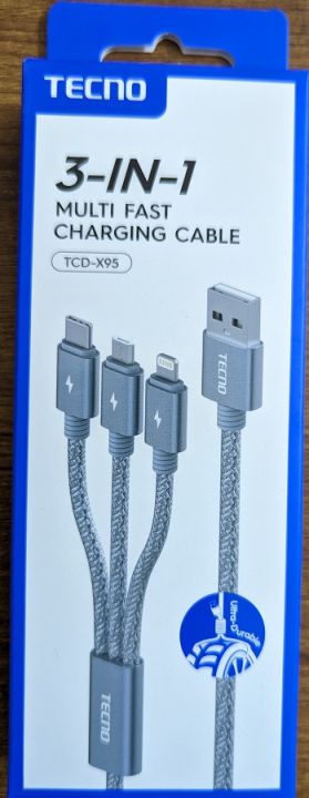 TCD-X95 TECNO DATA CABLE 2A,1M THREE IN ONE