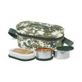 MILTON Executive Lunch Prime Box, 2 Inner Steel Round Containers 300ml Each and 1 Microwave Safe Oval Plastic Container, 450ml with Insulated Bag, Office Tiffin, Leakproof,.