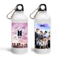 Music Band V Suga J-Hope Jungkook Jin Jimin Rm BTS Signature Printed Water Bottle Sipper White Aluminum, Best Gift for BTS Lovers Water Bottle (600ml) (PACK 1) INTE-7895 - Water Bottle. 