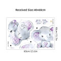 Cute baby elephant self adhesive wall sticker cartoon purple living room kids room home décor sticker BR0212H. 