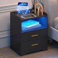 Smart Bedside Table with Lighting, LED Nightstand with 24-Color RGB Lights, Modern Bed Side Table/Night Stand for Bedroom, Living Room,24/18. 