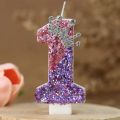 Creative Gradient Pink Purple Crown Number Cake Decorations Birthday Candles Shine Princess Girl Birthday Cake Decorations 2024. 