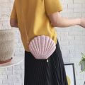 2X Women Girls Little Mermaid Seashell Purse Cross-Body Shoulder Bags Glitter Sequins Chain Evening Purse, Pink. 