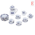 1:12 Miniature 15pcs Porcelain Tea Cup Set Chintz Flower Tableware Kitchen.