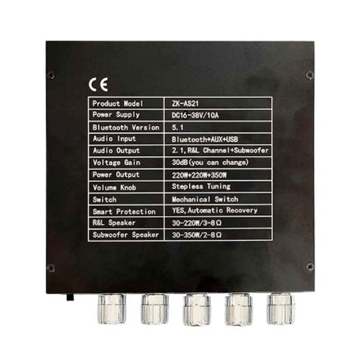 ZK-AS21 2.1 Channel TPA3255 Bluetooth Digital Power Amplifier Board ...