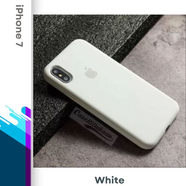 For iPhone USG Premium Liquid Silicon Phone Case for Apple Mobile  Luxury Liquid Silicone Protection Back Cover Soft Case White  - Main Image