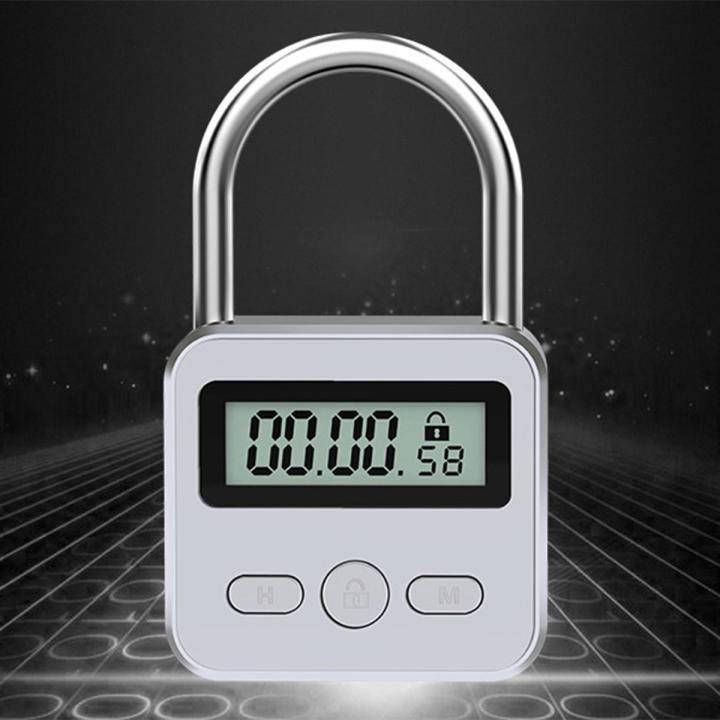 Metal Timer Lock LCD Display Multi-Function Electronic Time 99 Hours Max Timing USB Rechargeable Timer Padlock,