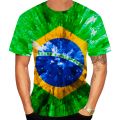 Fashion Summer Brazilian Flag 3d Printed Men's T-shirt Short Sleeve Top Football Quick Drying Quality Round Neck Boutique Shirt. 