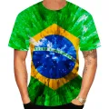 Fashion Summer Brazilian Flag 3d Printed Men's T-shirt Short Sleeve Top Football Quick Drying Quality Round Neck Boutique Shirt. 