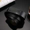 's Leather Belt Leather Smooth Buckle Belt Simple All-Match Business Youth Belt Men's Korean Style. 
