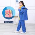Children Raincoat Rain Pants Set Waterproof Thickened Full Body Boys and Girls Older Children Primary School Students Split Schoolbag Seat Tendon Cloth.