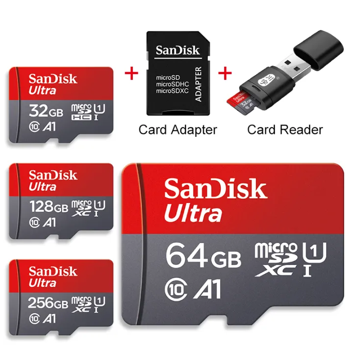 SanDisk 32GB 64GB Ultra A1 Memory Card 128GB 256GB 120MB/s Microsd card Class10 UHS-1 flash card SD/TF microSDXC + Adapter