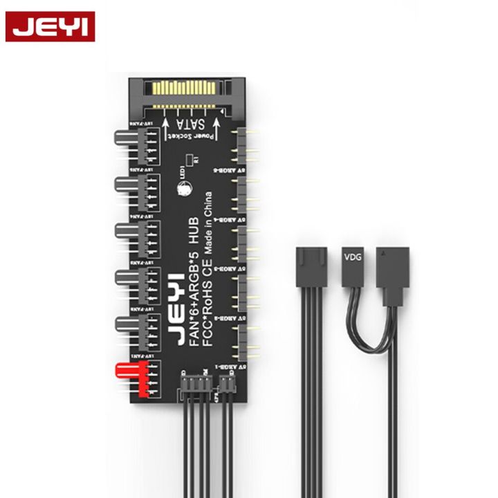 JEYI%204-pin%20PWM%20Cooling%20Fans%20HUB%20Cooler%20Splitter%20Extension%20Adapter%20Motherboard%20CPU%20Fan%20Controller%205*ARGB%20Interface%20-%20Image%202