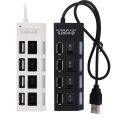 USB Hub 4 Port USB 2.0 Hub On/Off Switches + DC Power Adapter Cable For PC Laptop Multi HUB Splitter Port Portable Expander.