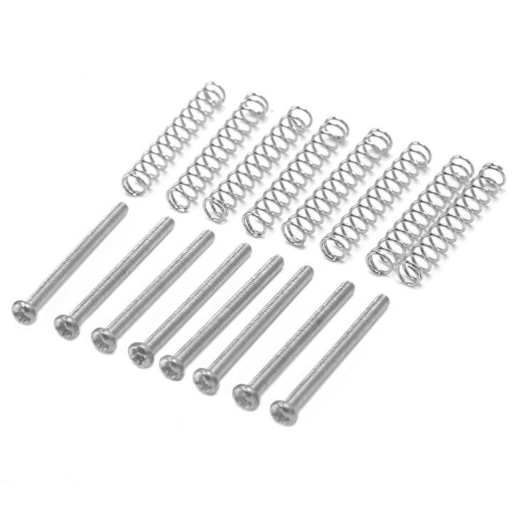 Harmony 8 Pcs M2.5x32MM Electric Guitar Humbucker Pickups Adjust Height Screw and Spring - Pitch 0.4mm - Silver