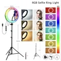 10 inch RGB LED Soft Ring Light with Tripod Stand for Photography Makeup YouTube Video Shooting Selfie.