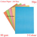 Colour Paper - A4 Size - 80gsm - 50pc (5 Different Colour). 