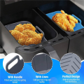 2Pcs Silicone Pot for Air Fryer Reusable Silicone Air Fryer Liner Foldable Basket Air Fryer Rack with Handles Black.