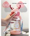 Children's cartoon straw with handheld teapot for elementary school students, water absorbent, fall protection 500ml Number Plastic Kids Water Bottle/Mom pot -1pcs. 