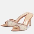 New Summer Women's High-heeled Sandals Stiletto Rhinestone High-heeled Slippers Pointed Toe Open Toe Slip-on High-heeled Sandals.