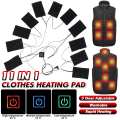 11 in 1 Clothes Heating Pad USB Charge Electric Vest Jacket Heating Sheet 3 Gear Zoned Double-switch Padded Jacket Heating Sheet-8pcs With switch. 