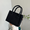 Trendy Felt Handbag Contemporary  Design Small Square Bag Stone Texture Versatile Casual Messenger for Daily Use Casual Outing Young Adults Street Fashion Accessory Essentials. 
