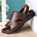 Foreign trade men's leather sandals summer trend sandals slippers dual-purpose casual soft-soled beach shoes dad sandals men.