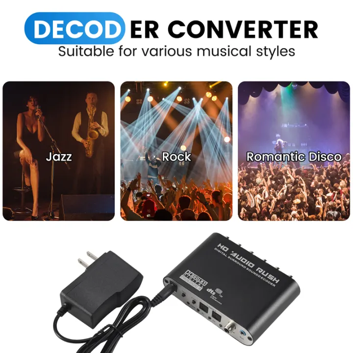 5.1%20Audio%20Rush%20Digital%20Sound%20Decoder%20Converter%20-%20Optical%20SPDIF/%20Coaxial%20AC3%20DTS%20stereo(R/L)%20to%205.1CH%20Analog%20Audio%20(6RCA%20Output)%20Black%20-%20Image%204