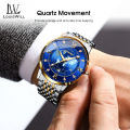 LouisWill Men's Fashion Watch Ultra-Thin Watch Earth Starry Sky Watch With Diamond Calendar Watch 50M Waterproof Luminous Watch Quartz Watch Steel Band Watch Men Wrist Watch With Luminous Pointers. 