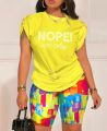 Summer Fashion Print Two Piece Set Women Casual Round Neck Short Sleeve Tshirt Shorts Two Piece Set Women. 