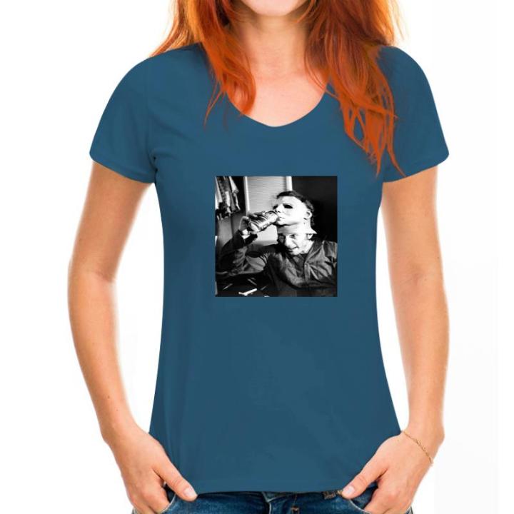 Michael%20Myers%20T%20Shirt;%20Nick%20Castle%20Michael%20Myers%20Drinking%20Dr%20Pepper%20New%20Summer%20Men;s%20100%25%20Cotton%20Cool%20Short%20Sleeve%20Shirts%20tees%20-%20Image%207