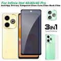 for infinix Hot 40 Tempered Glass infinix Hot 40 Pro Screen Protector infinix Hot 40i Full Cover Screen Matte Privacy Glass 3In1 Carbon fiber back film. 
