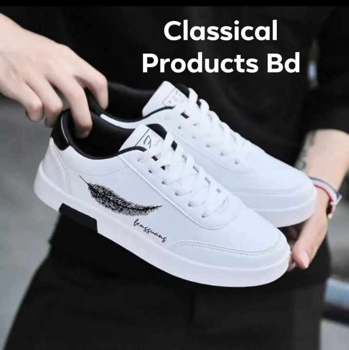 Sneakers For Men All Season Flyknit Fabric Slip-On Casual Sports Style Black & White