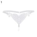Hollow Heart Faux Pearl G-String Thongs Women Elastic Underwear. 