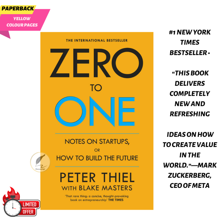 Zero to One: Notes on Start Ups, or How to Build the Future by Peter Thiel with Blake Masters - Yellow - Paperback