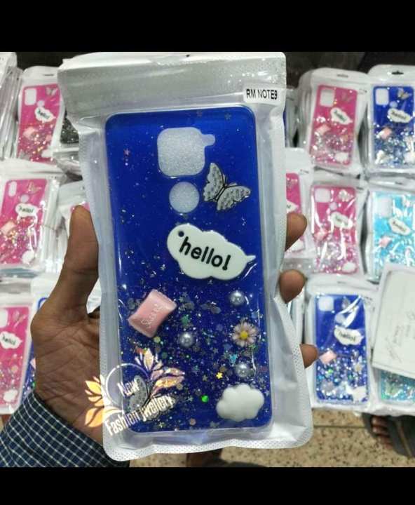 Redmii note 9 হ্যালো কিটি ব্যাক কভার সাথে ডায়মন্ড সফট সিলিকন কেস