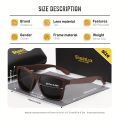 ShadeLux, Premium Leisure Square TR90 Frame Polarized Sunglasses, With Wooden Temples, For Men Women Outdoor Party Vacation Travel Driving Supply Photo Prop.