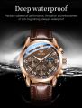 OLEVS 2871 Watch For Men Waterproof Business Dress Analog Quartz Calendar Wristwatch Luxury Brand Date Sport Leather Luminous Clock Black.