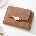 New Women Nubuck leather Leaf Medium Design Wallet Female Coin Purse Purse High Capacity Card Holders Wallets. 